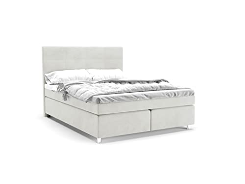 Clark Boxspringbett 160 x 200 cm Doppelbett mit hochwertiger Taschenfederkern Matratze inklusive Topper, Polsterbett, Bett, Bettgestell, Stilvoll, Schlafzimmer, Modern (Beige, 160 x 200 cm) von PANDA MÖBEL