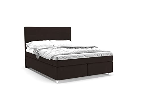 Clark Boxspringbett 160 x 200 cm Doppelbett mit hochwertiger Taschenfederkern Matratze inklusive Topper, Polsterbett, Bett, Bettgestell, Stilvoll, Schlafzimmer, Modern (Braun, 160 x 200 cm) von PANDA MÖBEL