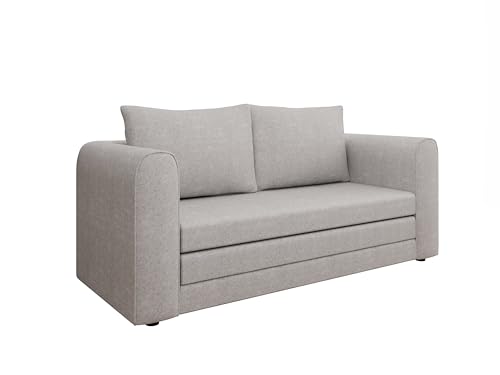 PANDA MÖBEL Arelis Schlafsofa mit Bettfunktion 160x200 cm, Stoff Grau, inkl. Bettkasten von PANDA MÖBEL