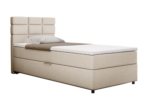 PANDA MÖBEL Boxspringbett Reve, 100x200 Polsterbett mit Bettkast und Topper - beige von PANDA MÖBEL