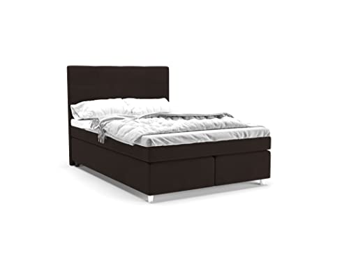 Clark Boxspringbett 140 x 200 cm Doppelbett mit hochwertiger Taschenfederkern Matratze inklusive Topper, Polsterbett, Bett, Bettgestell, Stilvoll, Schlafzimmer, Modern (Braun, 140 x 200 cm) von PANDA MÖBEL