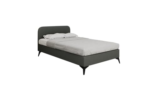 PANDA MÖBEL Mavilo Gestoffeerd Bed 120x200 cm, comfortbedmit hochwertiger Federkernmatratze Bonell - ELDAR, Donkergrijs von PANDA MÖBEL