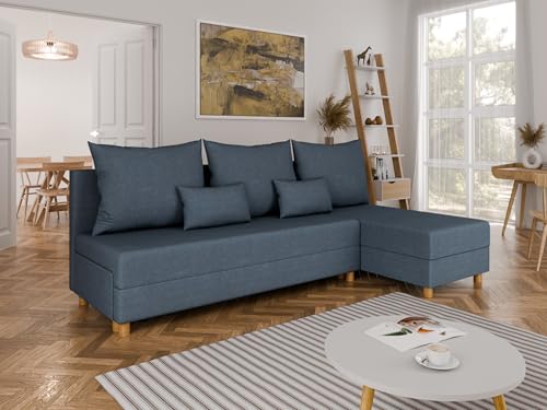 PANDA MÖBEL Modulares Ecksofa in L-Form Lelis - Links oder rechts montierbar, meliertes Grün von PANDA MÖBEL