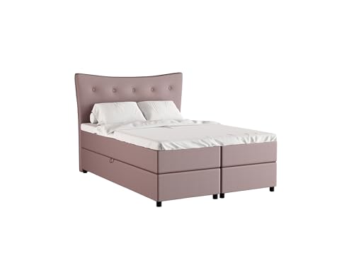 Nevada Boxspringbett 140 x 200 cm Doppelbett mit hochwertiger Bonell-Matratze und Topper, Polsterbett mit Bettkasten, Schlafzimmer, Bequem, Modern, Stilvoll von PANDA MÖBEL