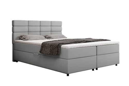 PANDA MÖBEL Reve Boxspringbett 160 x 200 cm Doppelbett mit hochwertiger Bonell-Matratze und Topper, Polsterbett mit Bettkasten, Schlafzimmer, Bequem, Modern, Stilvoll von PANDA MÖBEL