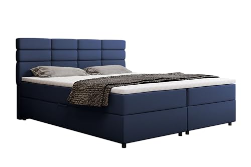 PANDA MÖBEL Reve Boxspringbett 180 x 200 cm Doppelbett mit hochwertiger Bonell-Matratze und Topper, Polsterbett mit Bettkasten, Schlafzimmer, Bequem, Modern, Stilvoll von PANDA MÖBEL