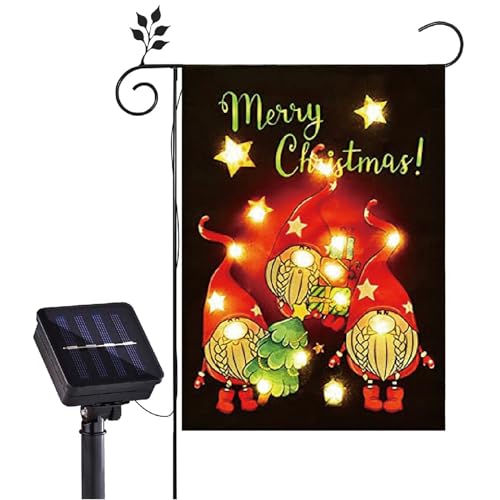 Beleuchtete Weihnachtsgarten, doppelseitige Solar-LED-Weihnachts-Schneemann-Flaggen für den Außenbereich, Hof, Rasen, Dekoration, Gartenflaggen mit LED-Lichtern von PANFHGFG