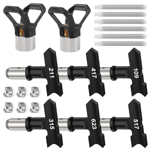 14-teiliges Airless-Farbsprühspitzen-Set, 6 wendbare Düsen, 6 Airless 2 Düsenspitzenschutz, professionelles Sprühgerät von PANGBOER