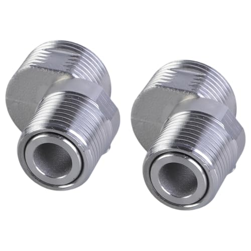 2 x 360 Grad verstellbarer, abgewinkelter gebogener Sockel, verlängerter abgewinkelter Duschkopf, Eckgelenk, Teleskop, gebogene Füße, einfach zu bedienen, Edelstahl, Duscharmatur-Adapter von PANGBOER