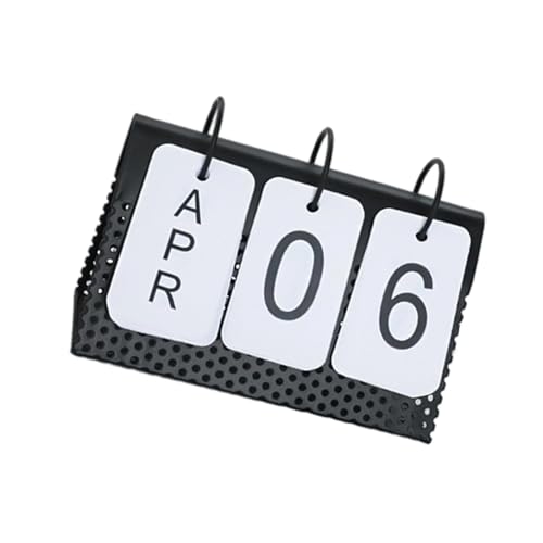 Eleganter Flip-Kalender Tischaufsteller Dauerkalender Büro Wohnzimmer Schreibtisch Dekoration Eisenrahmen Tagesanzeige von PANGBOER