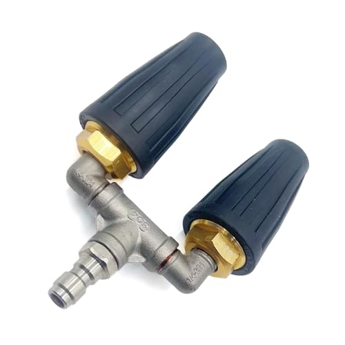 Hochdruckreiniger-Doppeldüse, rotierender Sprühadapter, 4000 PSI mit 6,35 mm Schnellanschluss, effizienter Wassersprüher Hochdruckreiniger-Doppeldüse, rotierender Sprühadapter, 4000 PSI mit 6,35 mm Schnellanschluss, effizienter Wassersprüher von PANGBOER
