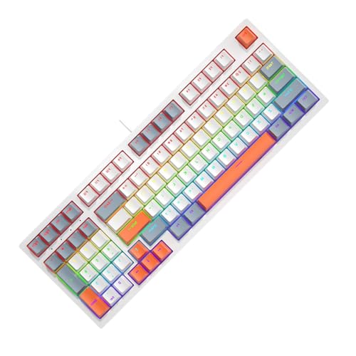 Kleine mechanische Gaming-Tastatur mit 98 Tasten, mit LED-Hintergrundbeleuchtung, ergonomisch, für PC-Gamer, Büro-Tastatur Kleine mechanische Gaming-Tastatur mit 98 Tasten, mit LED-Hintergrundbeleuchtung, ergonomisch, für PC-Gamer, Büro-Tastatur von PANGBOER