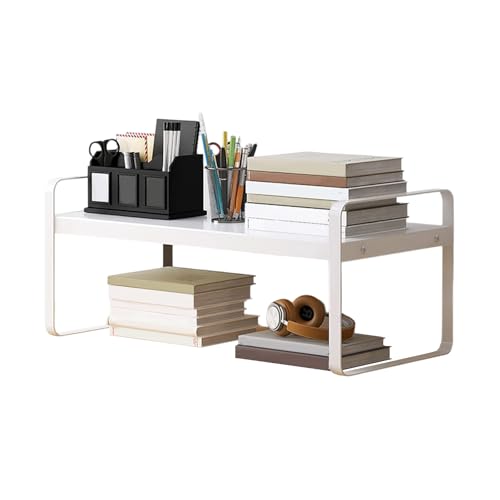 Metall-Schreibtisch-Organizer, Regal, stapelbar, Aufbewahrungsständer, Schreibtisch-Bücherregal, platzsparendes Bücherregal, Schreibtisch-Regal, Büro-Aufbewahrung, Schreibtischzubehör von PANGBOER