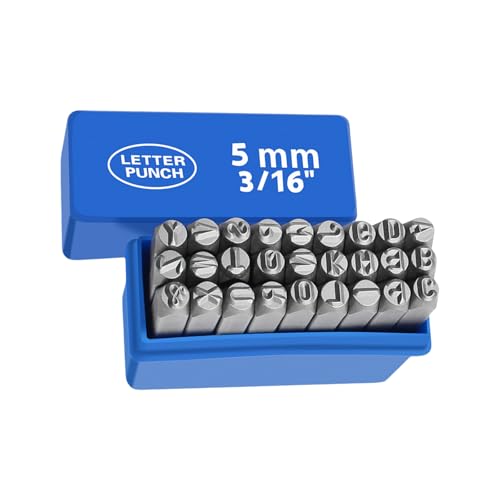Metall-Stempel-Set, 3–8 mm, Alphabet, Buchstaben-Set, 27-teilig von PANGBOER