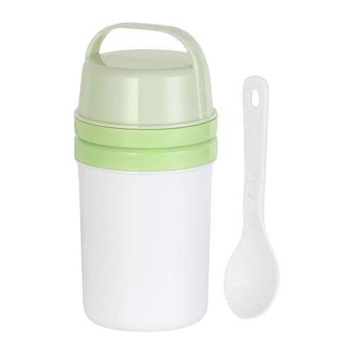 PANGBOER Robuster grüner Snackbecher 800 ml To Go Becher Müsli-Aufbewahrungsflasche für Frische, Obst und Milchprodukte, unterteiltes Lebensmittelglas von PANGBOER