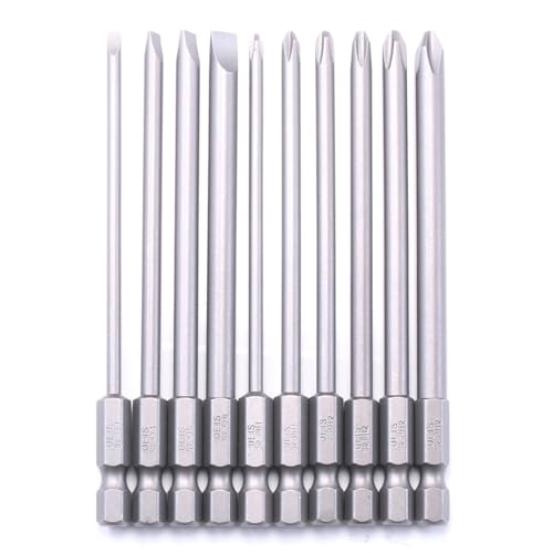 Präzisions-Treiber-Bit-Set, 100 mm lang, SL3.0/SL4/SL5/SL6, verwendet PH1/PH2-Treiber-Bits, geeignet für Schlitz- und Kreuzschlitz-Einsatz, 10 Stück von PANGBOER