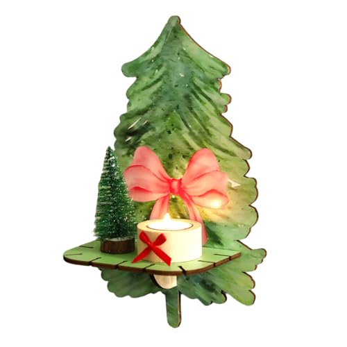 Seasonal Home Accent Wandbehang mit süßen Schleifen Muster Weihnachtsbaum Holz Ständer schwimmendes Lagerregal von PANGBOER