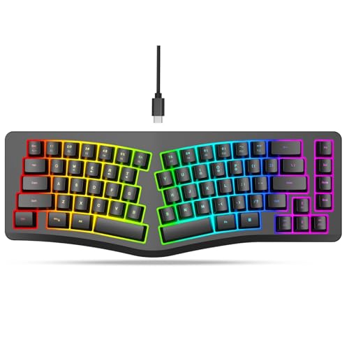 Space 69 Ergonomische Computer-Tastatur, abnehmbares USB-Typ-C-Kabel, 18 bunte Beleuchtungsmodi, sanftes Feedback-Design, gravierte ABS-Tastenkappe Space 69 Ergonomische Computer-Tastatur, abnehmbares USB-Typ-C-Kabel, 18 bunte Beleuchtungsmodi, sanftes Feedback-Design, gravierte ABS-Tastenkappe von PANGBOER