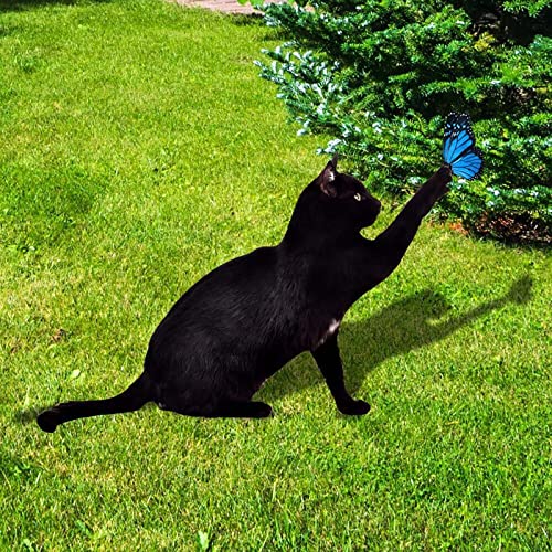 PANGHUBO Katzen-Gartenstatuen, Acryl, Katzen-Silhouette für Hofdekoration und Rasen-Ornamente, Katzengartenstatuen, schwarze Katze, Silhouette, dekorative Gartenstecker (A) von PANGHUBO