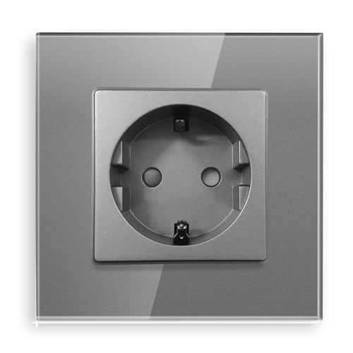 PANGTZEEN Schuko Steckdose 1 Fach Gehärtetem Glas Rahmen 86mm Einzel Wandsteckdose 16A Typ-F Unterputz Einbausteckdosen Grau Für Schlafzimmer, Küche, Büro PANGTZEEN Schuko Steckdose 1 Fach Gehärtetem Glas Rahmen 86mm Einzel Wandsteckdose 16A Typ-F Unterputz Einbausteckdosen Grau Für Schlafzimmer, Küche, Büro von PANGTZEEN