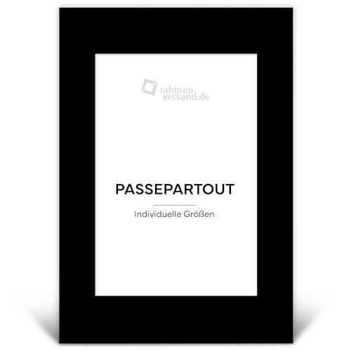 Passepartout 30x30 cm/Schrägschnitt-Passepartouts nach Maß für Bilderrahmen/Klassischer 1,5mm Karton in Schwarz (6100) / Innenmaße: 20x20cm von PANORAHMA BILDERRAHMEN