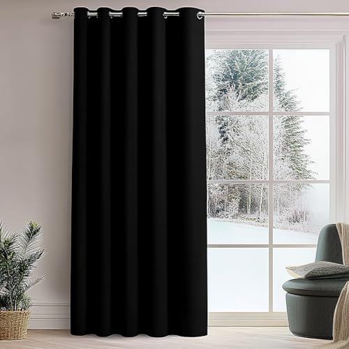 PANOVOUS Breiter Verdunkelungsvorhang für Schiebetür Glastür Raumteiler Vorhang Thermoisoliert Verdunkelung Terrassentür Vorhang Panel 100W x 108L Zoll 1 Panel Schwarz PANOVOUS Breiter Verdunkelungsvorhang für Schiebetür Glastür Raumteiler Vorhang Thermoisoliert Verdunkelung Terrassentür Vorhang Panel 100W x 108L Zoll 1 Panel Schwarz von PANOVOUS
