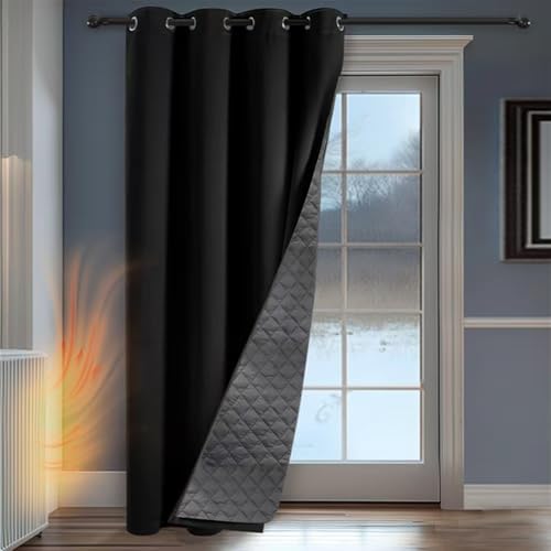 PANOVOUS Isolierter Türvorhang 2-lagig Baumwolle Dicke Verdunkelungsvorhang mit Winddicht Ösen-Design Thermo Türvorhänge für Winter Haustür 132x244cm Schwarz 1 Panel PANOVOUS Isolierter Türvorhang 2-lagig Baumwolle Dicke Verdunkelungsvorhang mit Winddicht Ösen-Design Thermo Türvorhänge für Winter Haustür 132x244cm Schwarz 1 Panel von PANOVOUS
