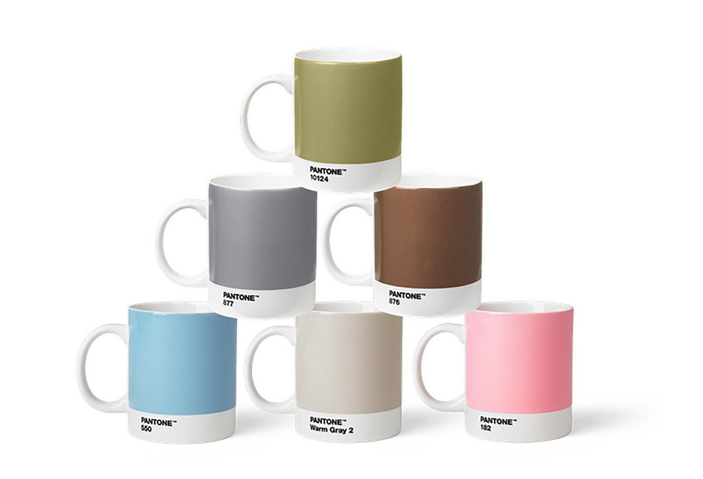 PANTONE Kaffeeservice, Fine China Porzellan, PANTONE Porzellan Kaffeebecher 6er-Set, spülmaschinenfest, 375 ml von PANTONE