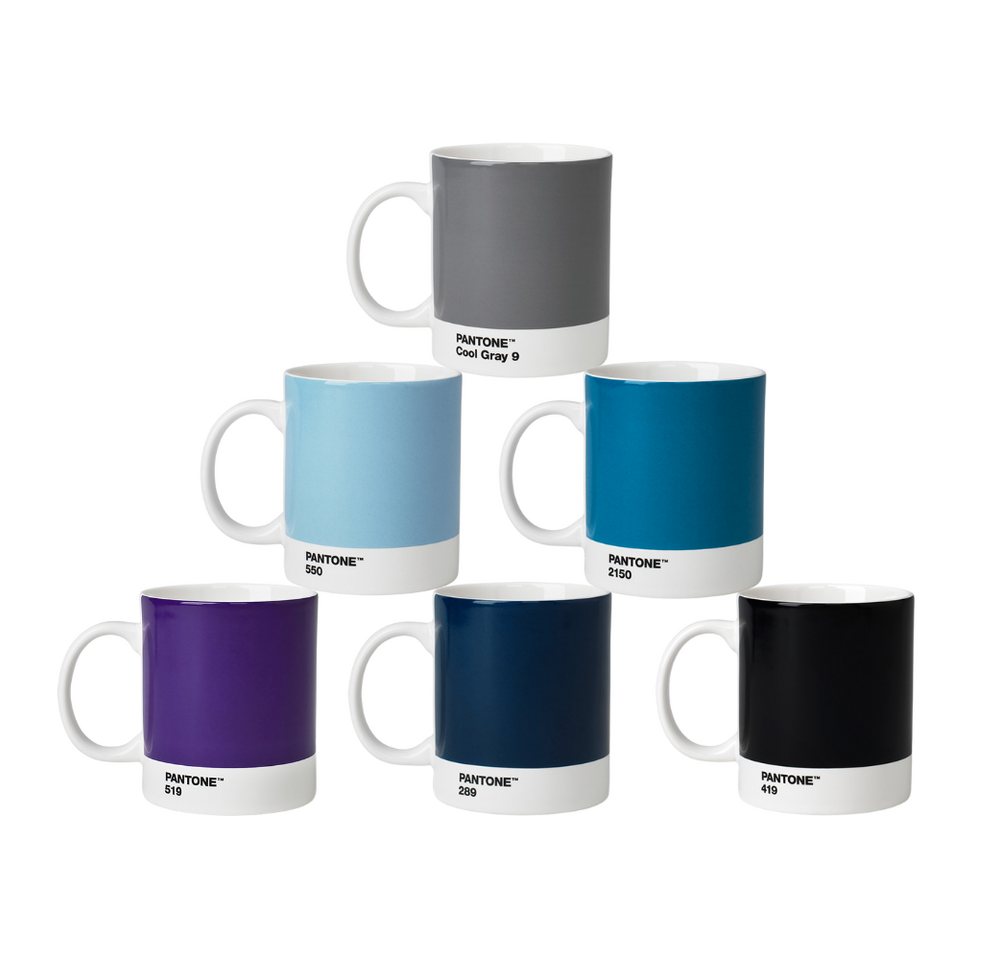 PANTONE Kaffeeservice, Fine China Porzellan, PANTONE Porzellan Kaffeebecher 6er-Set, spülmaschinenfest, 375 ml von PANTONE