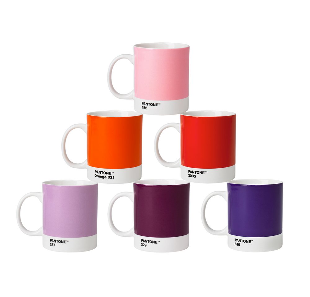 PANTONE Kaffeeservice, Fine China Porzellan, PANTONE Porzellan Kaffeebecher 6er-Set, spülmaschinenfest, 375 ml von PANTONE