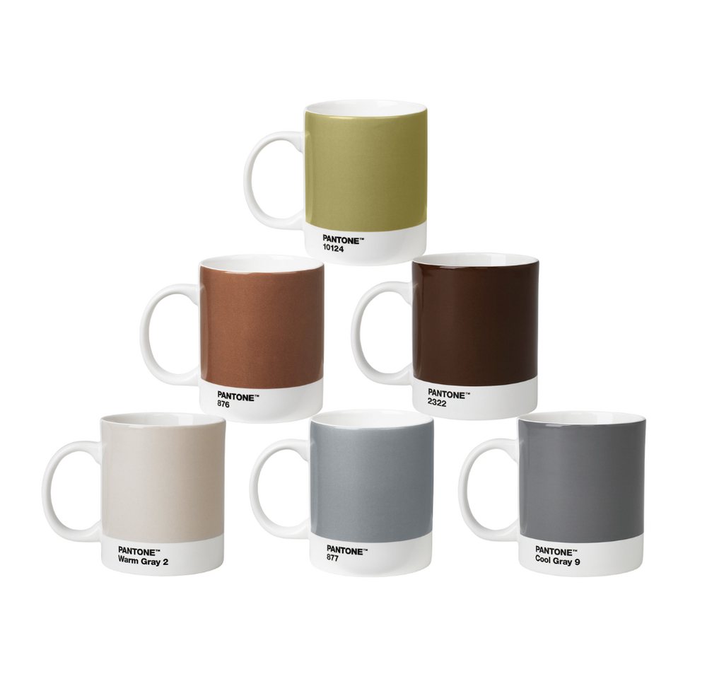 PANTONE Kaffeeservice, Fine China Porzellan, PANTONE Porzellan Kaffeebecher 6er-Set, spülmaschinenfest, 375 ml von PANTONE