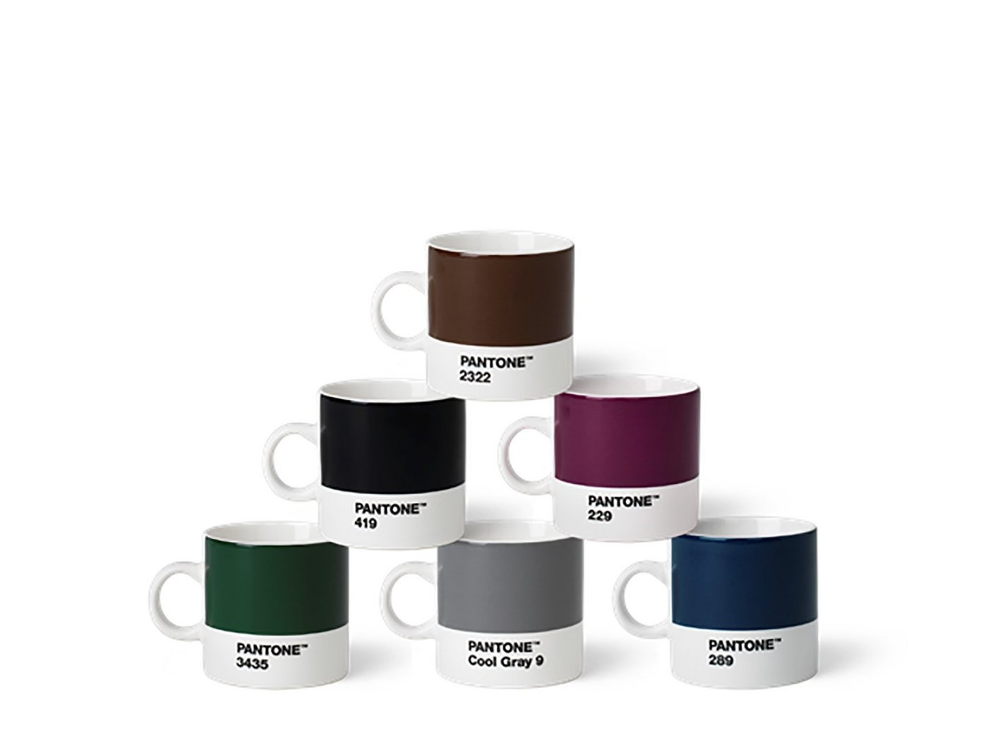 PANTONE Kaffeeservice, Porzellan Espressotasse 6er-Set, 120 ml von PANTONE