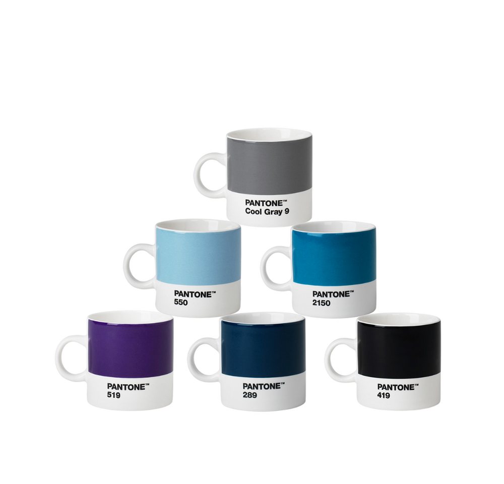 PANTONE Kaffeeservice, Porzellan Espressotasse 6er-Set, 120 ml von PANTONE