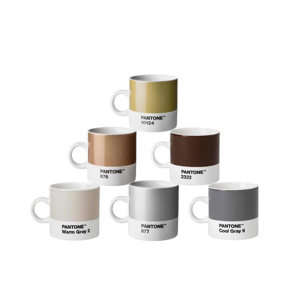 PANTONE Kaffeeservice, Porzellan Espressotasse 6er-Set, 120 ml von PANTONE