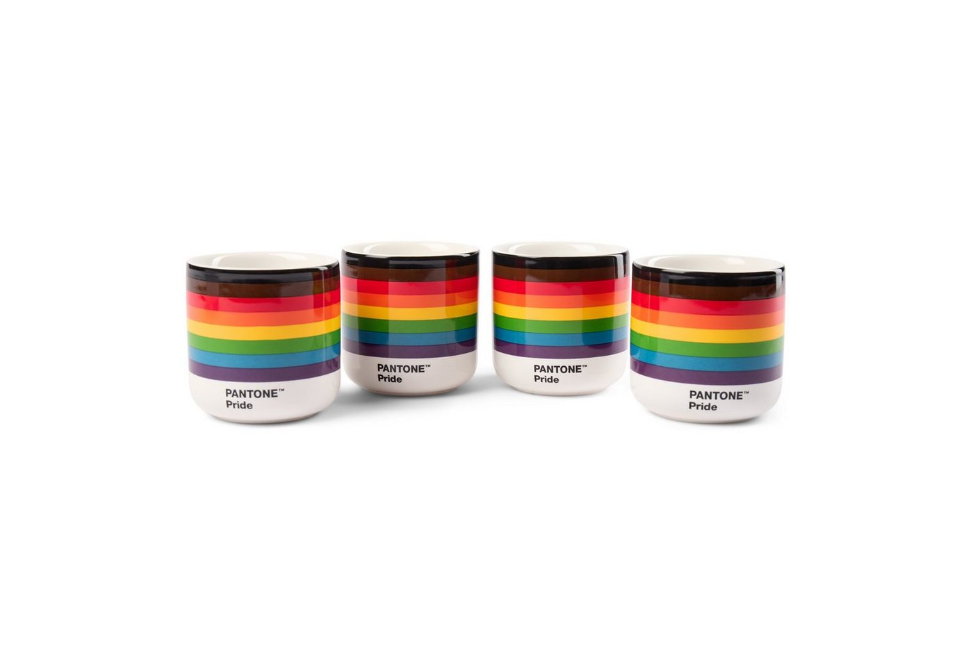 PANTONE Kaffeeservice, Porzellan Thermobecher Cortado, 190 ml, Geschenkbox, 4er-Set PRIDE von PANTONE