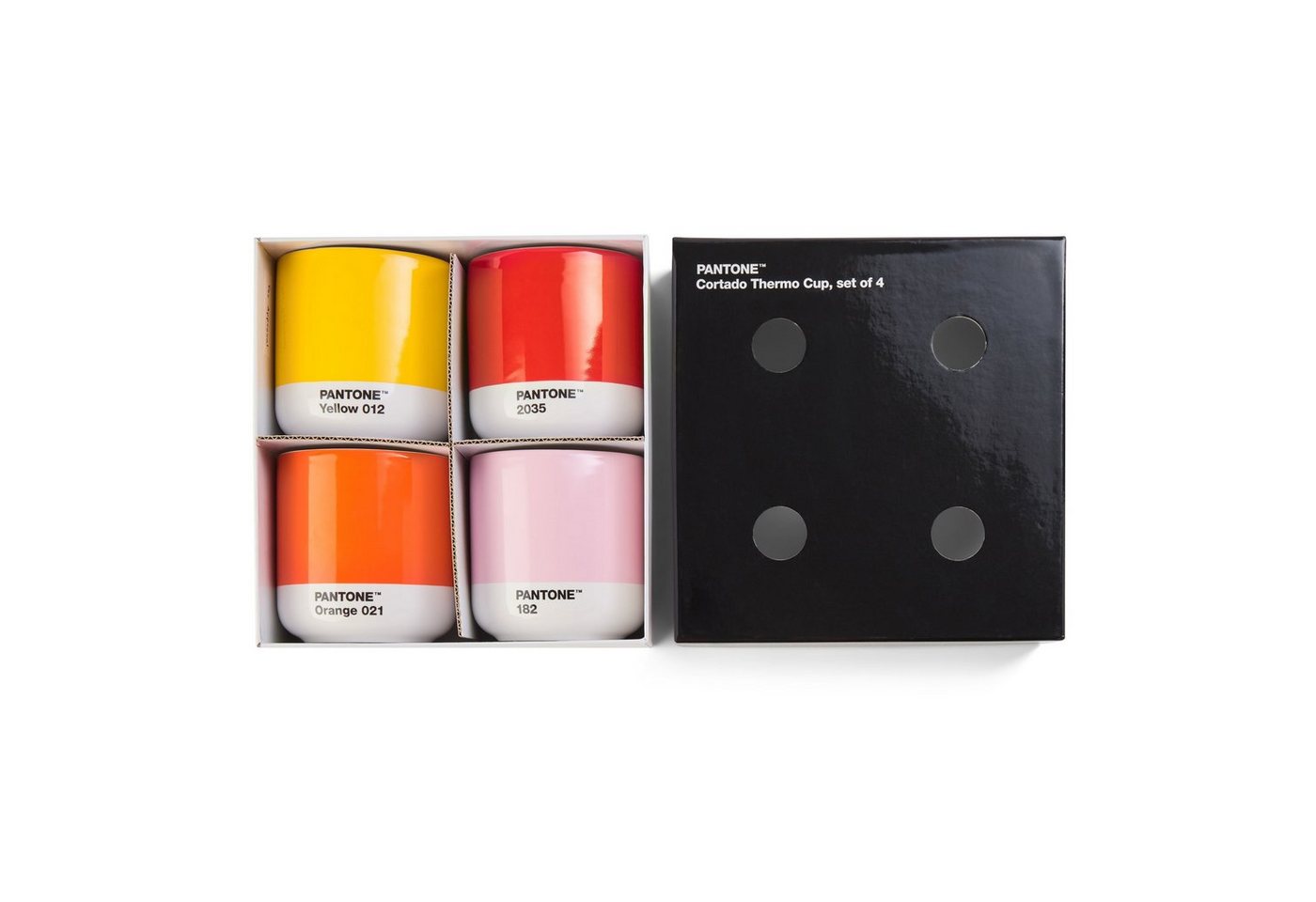 PANTONE Kaffeeservice, Porzellan Thermobecher Cortado, 190 ml, inkl. Geschenkbox, 4er-Set von PANTONE