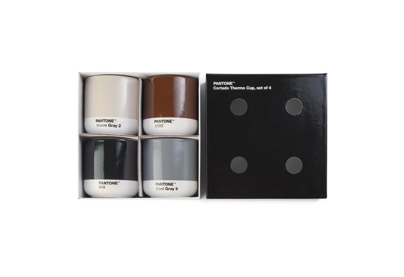 PANTONE Kaffeeservice, Porzellan Thermobecher Cortado, 190 ml, inkl. Geschenkbox, 4er-Set von PANTONE