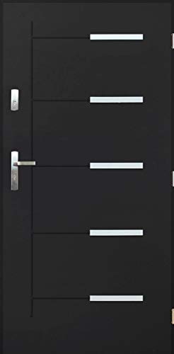 Tür WÄRME-PERMEABILITÄT: 1,3 Kankan Nano Advance Haustür Stahltür Eingangstür 4 Farben Größe 80,90 Anthrazit ([80] 890 x 2065 mit einem Türrahmen Rechts) von PANTOR