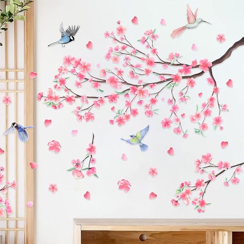 Selbstklebende Wandtattoo Baum,KirschblüTen Aufkleber,PVC Wandtattoo MäDchen SchmüCken,Geeignet für WäNde,Fenster,Keramikfliesen,MöBel und Andere Orte von PANYI