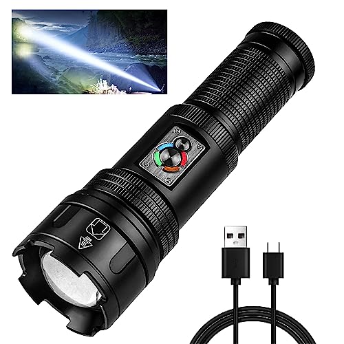 PANYIXUAN Led Taschenlampe Extrem Hell, 150000 Lumen Typ-C Aufladbar Taktische Taschenlampen mit Campinglampe 10 Modi, Starke Wasserdicht Flashlight für Outdoor NotfäLle Camping Torch von PANYIXUAN