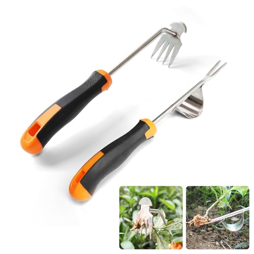 PANZHIHUIDA Unkrautstecher Edelstahl 2er Set – Wurzelausstecher mit Ergonomischem Griff für Garten, Rasen & Beete [Rostfrei & Langlebig] von PANZHIHUIDA