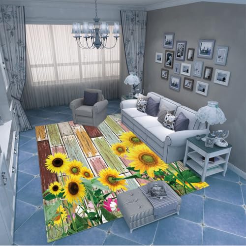 PAOSYTQQ Der Teppich mit Sonnenblumendruck im Landhausstil ist warm und bequem 40x60cm von PAOSYTQQ