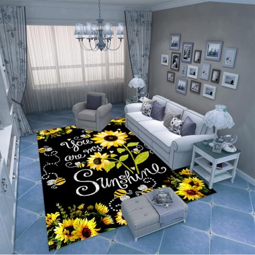 PAOSYTQQ Der Teppich mit Sonnenblumendruck im Landhausstil ist warm und bequem 60x90cm von PAOSYTQQ