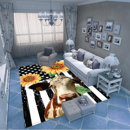 PAOSYTQQ Der Teppich mit Sonnenblumendruck im Landhausstil ist warm und bequem 60x90cm von PAOSYTQQ