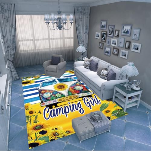 PAOSYTQQ Der Teppich mit Sonnenblumendruck im Landhausstil ist warm und bequem 80x120cm von PAOSYTQQ