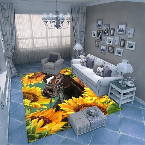 PAOSYTQQ Der Teppich mit Sonnenblumendruck im Landhausstil ist warm und bequem 80x120cm von PAOSYTQQ