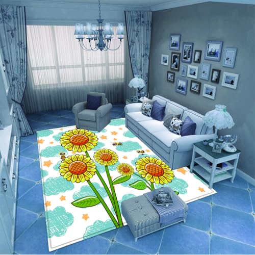 PAOSYTQQ Der beliebte Sonnenblumenteppich mit Farbverlauf hat einen einzigartigen Charme 120x160cm von PAOSYTQQ