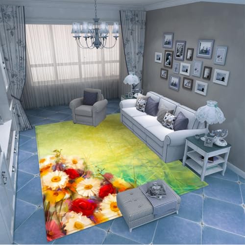 PAOSYTQQ Der kunstvolle abstrakte Sonnenblumenteppich bringt Kreativität in Ihr Zuhause 160x230cm von PAOSYTQQ
