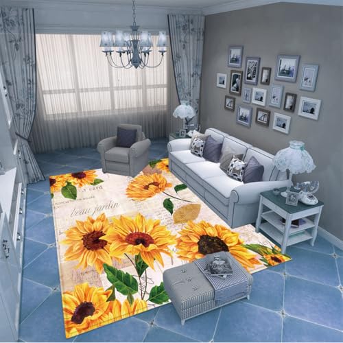 PAOSYTQQ Der kunstvolle abstrakte Sonnenblumenteppich bringt Kreativität in Ihr Zuhause 160x230cm von PAOSYTQQ