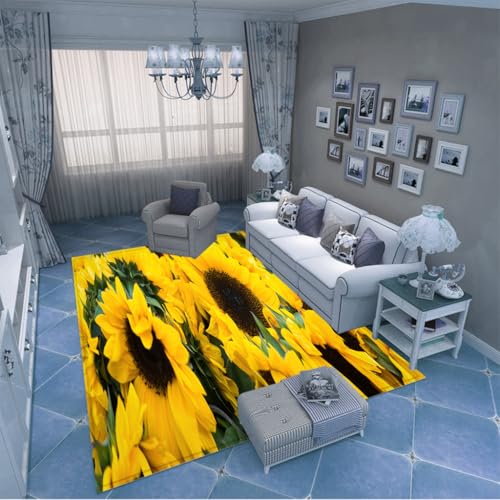 PAOSYTQQ Der ländliche Sonnenblumenteppich ist frisch und charmant 120x160cm von PAOSYTQQ